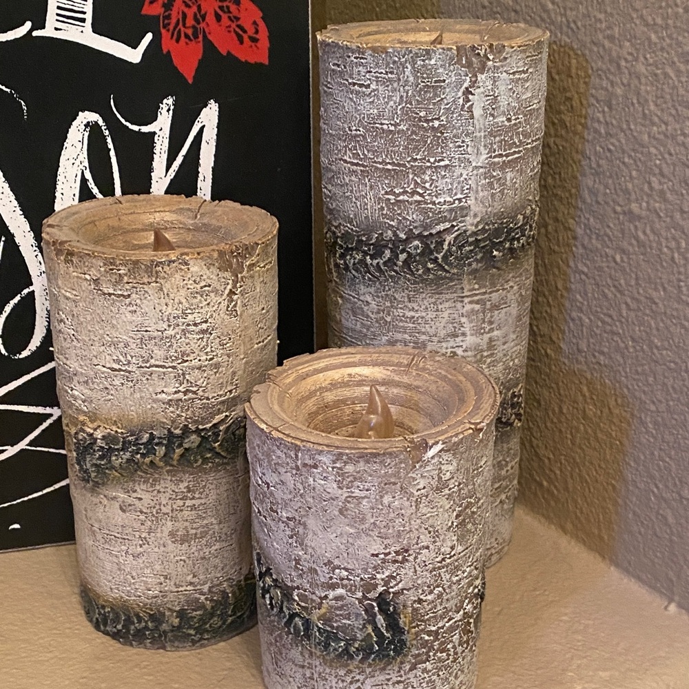 Rustic White Birch Candle Set